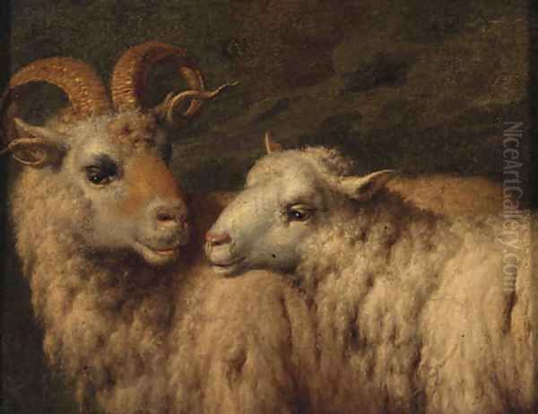 A Ram and a Ewe Oil Painting by Adriaen Van De Velde