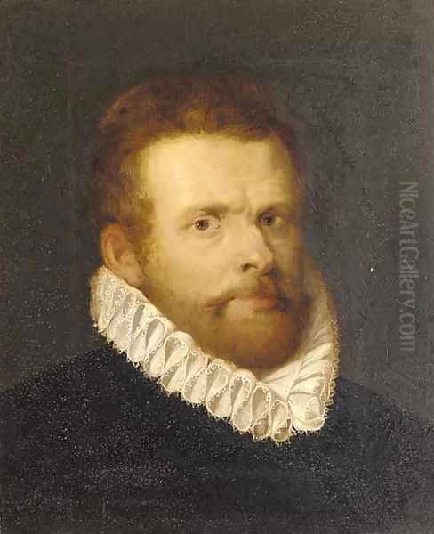 Portrait of a gentleman, bust-length, in a black doublet and a ruff Oil Painting by Cornelis De Vos