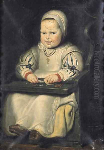 Portrait of the daughter of the artist, Susanna de Vos Oil Painting by Cornelis De Vos