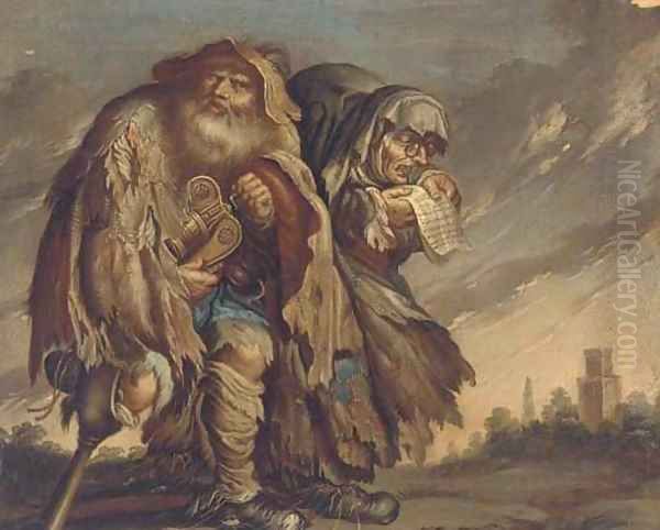 A peasant couple Oil Painting by Adriaen Pietersz. Van De Venne