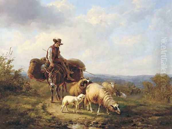 Driving home the flock Oil Painting by Eugene Joseph Verboeckhoven