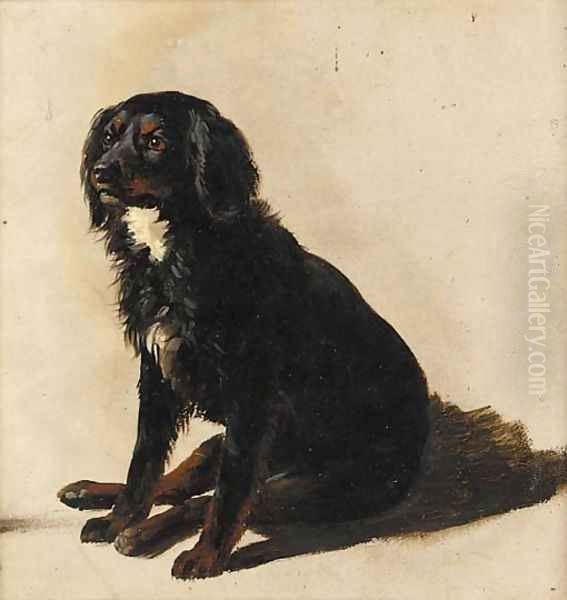 A seated dog, a sketch Oil Painting by Eugene Joseph Verboeckhoven