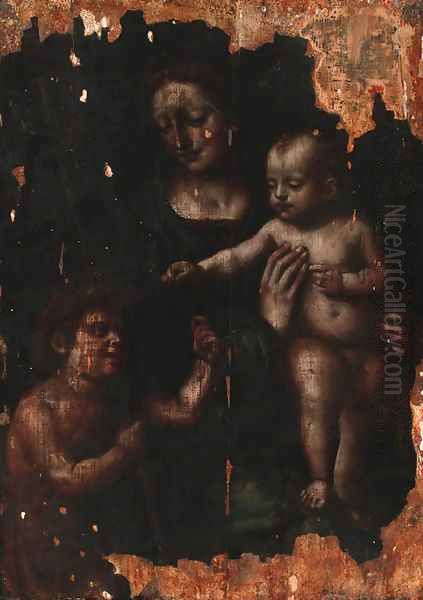 The Madonna and Child with the Infant Saint John the Baptist Oil Painting by Leonardo Da Vinci