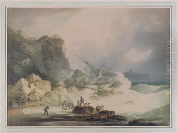 On The Coast Near Scarborough Oil Painting by Nicholson, F.