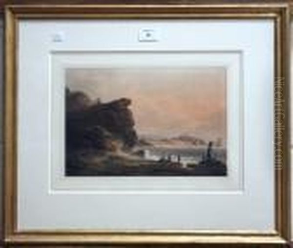 View Of Scarborough From The Black Rocks Oil Painting by Nicholson, F.