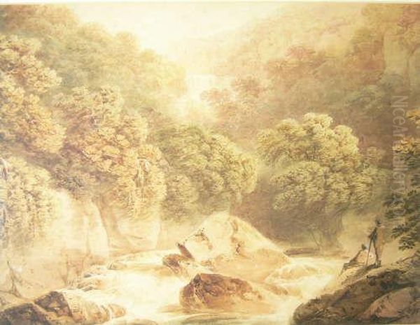 Cascade Near Askrig,wensleydale Oil Painting by Nicholson, F.