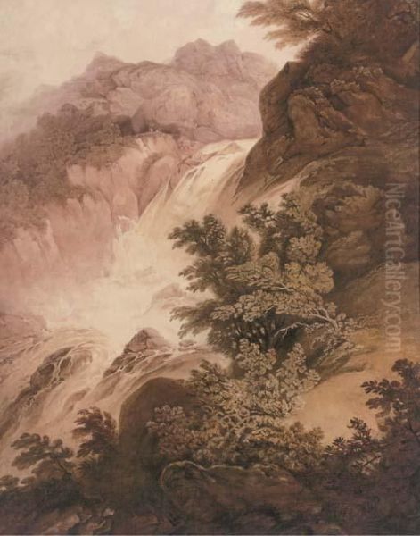 The Waterfall Oil Painting by Nicholson, F.