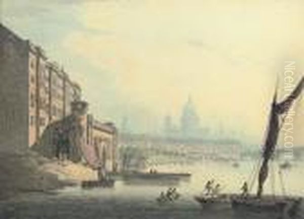 View Of The Thames Oil Painting by Nicholson, F.