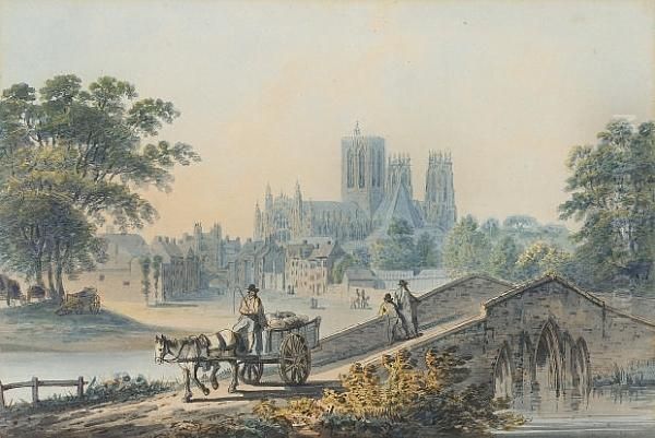 York Minster From The River Foss Oil Painting by Nicholson, F.