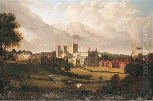 A View Of Southwell Cathedral From The South East Oil Painting by Nicholson, F.