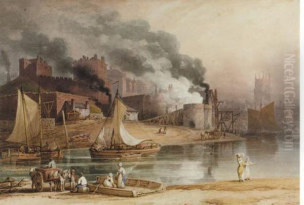 Chester Castle And Skinners Yard Oil Painting by Nicholson, F.