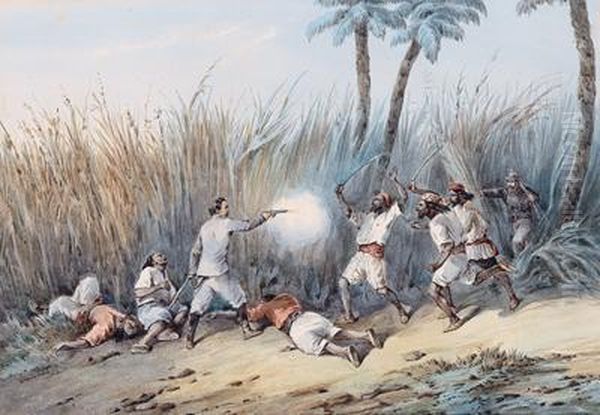 General Charles George Gordon Bei Einem Schuswechsel In Khartoum Oil Painting by Orlando Norie