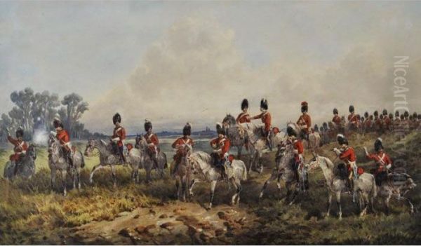 The Royal Scots Greys: A Field Day In Ireland Under Lieut. Colonel J. W. Hozier Oil Painting by Orlando Norie