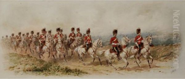 The Royal North British Dragoons
 (scots Greys): Under Major S. M. Browne, Returning To Camp On Dartmoor Oil Painting by Orlando Norie