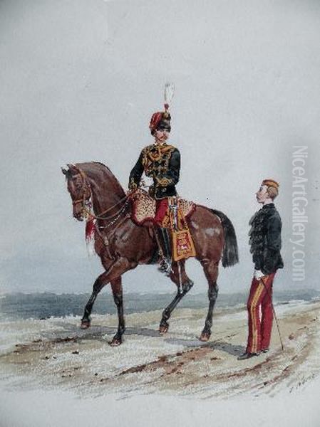 The 11th (prince Albert````````````````s Own) Hussars Oil Painting by Orlando Norie