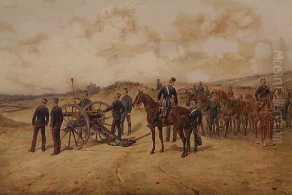 An Artillery Unit On Exercise Oil Painting by Orlando Norie