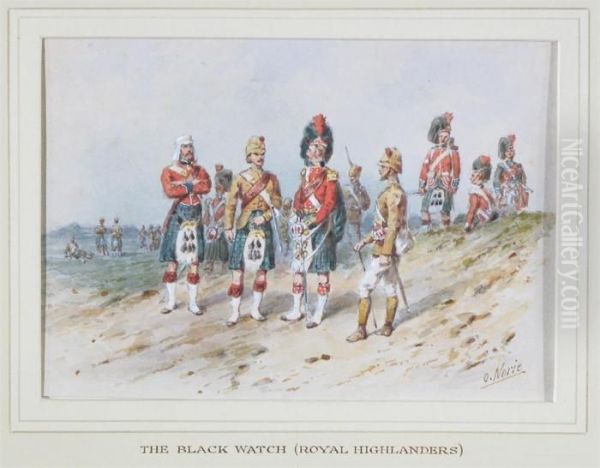 The Black Watch (royal 
Highlanders); The 42nd Royal Highlandregiment Of Foot, 1860; A Soldier 
From A Highland Regiment Oil Painting by Orlando Norie