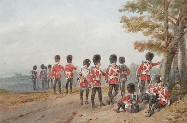 Grenadier Guards On Exercise Oil Painting by Orlando Norie