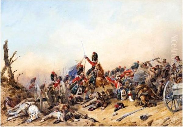 A Group Of Watercoloursshowing Scenes During The Battle Of Balaklava Oil Painting by Orlando Norie