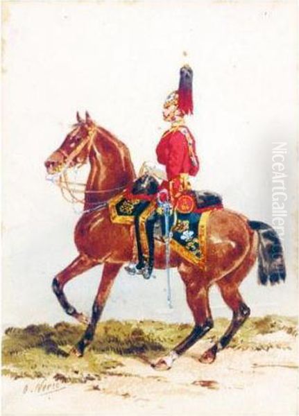 An Officer Of The Third Dragoon Guards; An Officer Of The Royal Horse Artillery Oil Painting by Orlando Norie