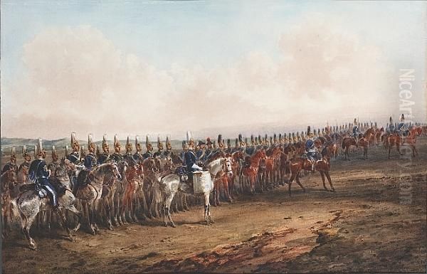 The Mounted Band Of 6th Dragoon Guards (carabiniers) Oil Painting by Orlando Norie