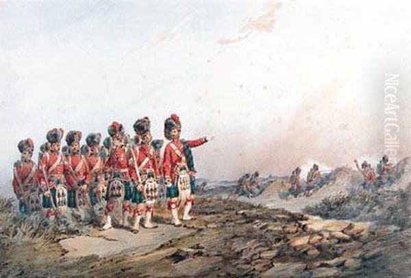 The 42nd Royal Highlanders Black Watch On Manoeuvres Oil Painting by Orlando Norie