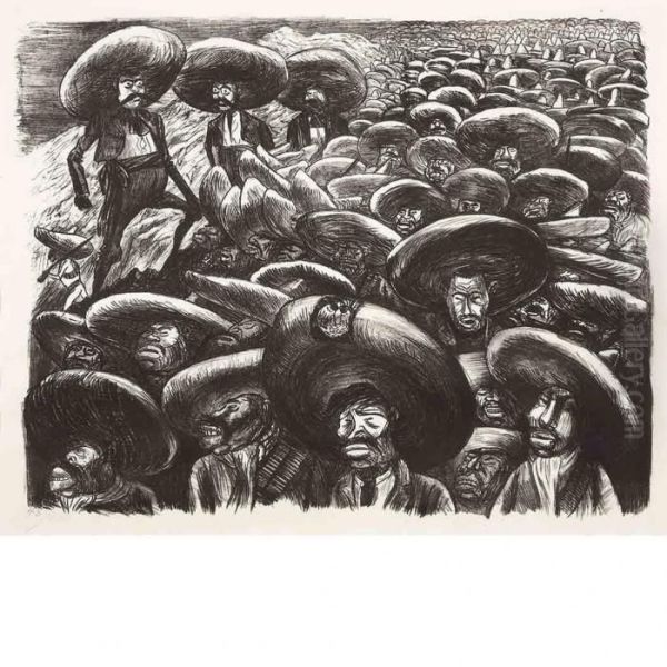 Zapatistas Oil Painting by Jose Clemente Orozco