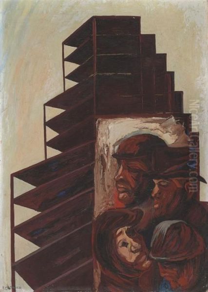 The City Oil Painting by Jose Clemente Orozco