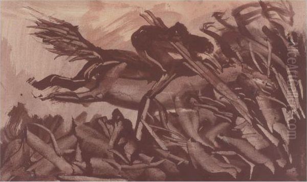 Study For Los Teules Oil Painting by Jose Clemente Orozco