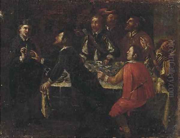 A feast Oil Painting by Jean de Boulogne Valentin