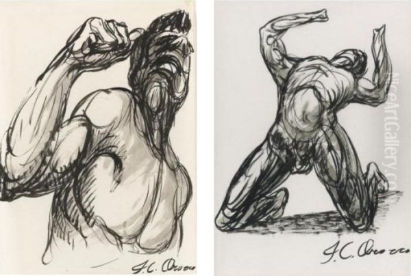 A Pair Of Drawings Oil Painting by Jose Clemente Orozco