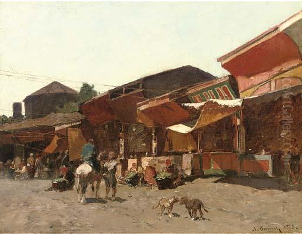 Mercato A Brussa Oil Painting by Alberto Pasini