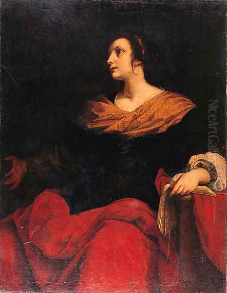 A female Saint Oil Painting by Jacopo Vignali