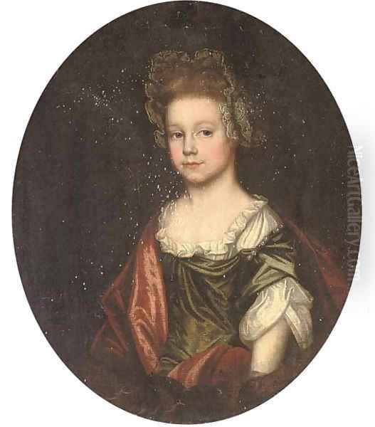 Portrait of a young girl Oil Painting by Johannes or Jan Verelst