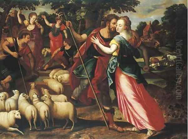 Jacob and Rachel at the Well Oil Painting by Maerten De Vos