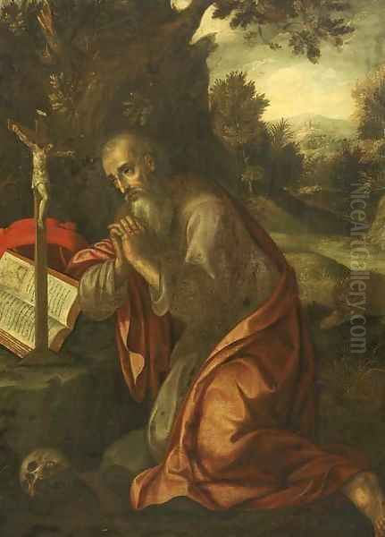 The penitent Saint Jerome Oil Painting by Maerten De Vos