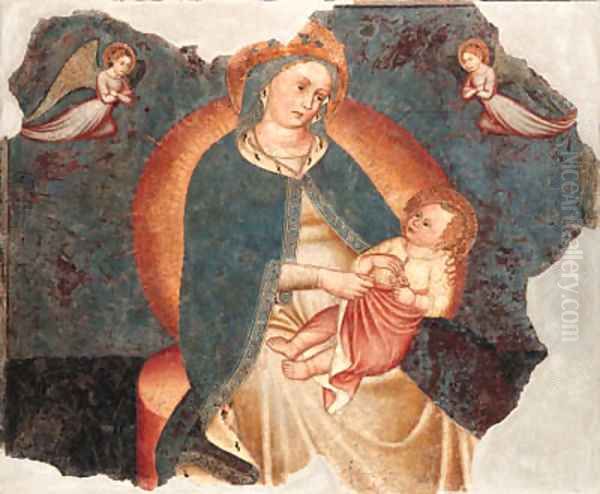 The Madonna and Child with adoring angels Oil Painting by School Of Verona