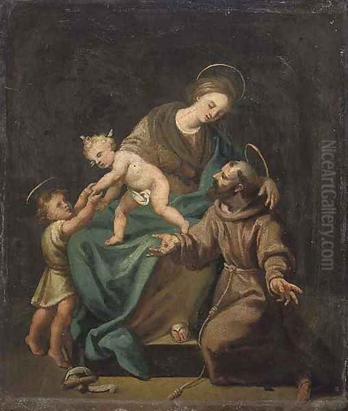 The Holy Family with the Infant Saint John the Baptist Oil Painting by School Of Verona