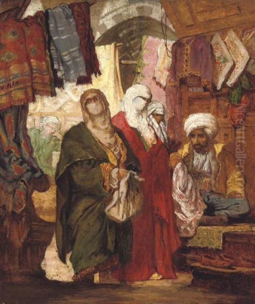 The Silk Bazaar Oil Painting by Amadeo Preziosi