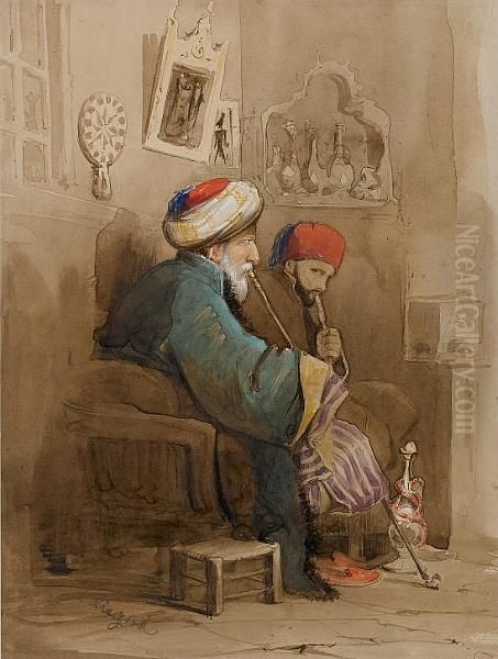 In The Corner Of The Coffee Shop Oil Painting by Amadeo Preziosi