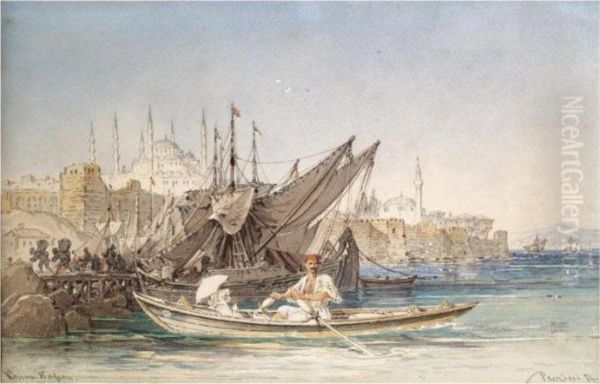 Constantinople Harbour Oil Painting by Amadeo Preziosi