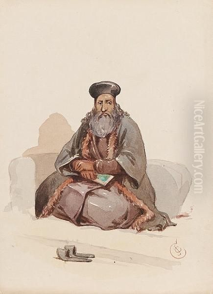 A Turkish Cleric Oil Painting by Amadeo Preziosi