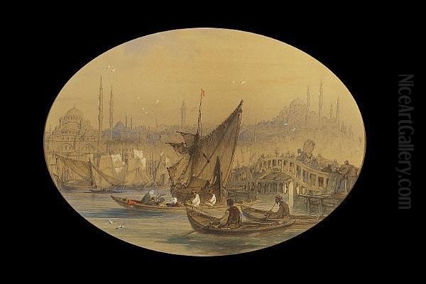 A View Of The Golden Horn Oil Painting by Amadeo Preziosi