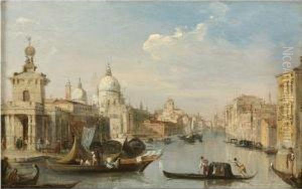 The Entrance To The Grand Canal With The Church Of Santa Mariadella Salute, Venice Oil Painting by Edward Pritchett