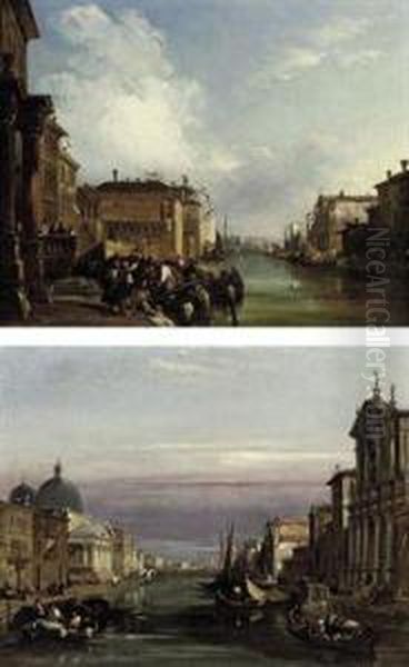 The Grand Canal, Venice, Looking
 South-west From The Chiesa Degliscalzi To The Fondamenta Della Croce, 
With S. Simeone Piccolo; Oil Painting by Edward Pritchett