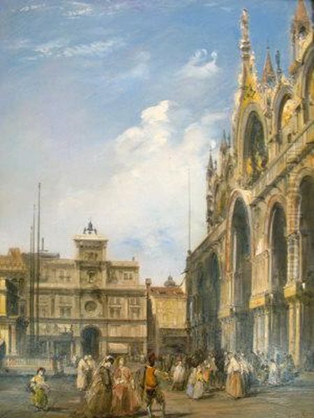 The Entrance To The Cathedral Of San Marco Oil Painting by Edward Pritchett