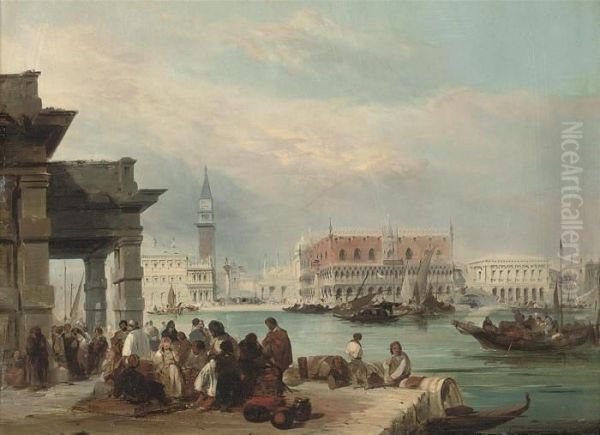 The Molo, From The Dogana, Venice Oil Painting by Edward Pritchett