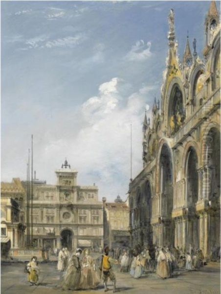 The Entrance To The Cathedral Of San Marco, Venice Oil Painting by Edward Pritchett