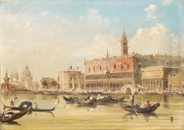 A View Of The Doge's Palace From
 St Mark's Square; A View Of St Mark's Square From The Grand Canal Oil Painting by Edward Pritchett