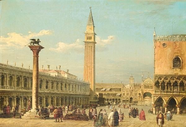 A View Of St Mark's Square From 
The Grand Canal; The Entrance To The Cannaregio With A View Of The Ponte
 Di Cannaregio Oil Painting by Edward Pritchett